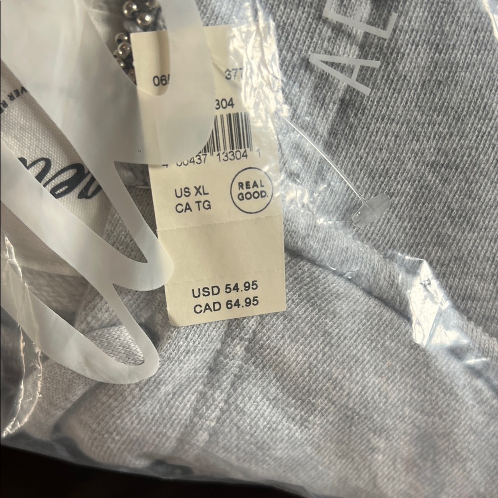 New! In package (see pics) Aerie Light Gray Cropped Beaded neckline Hoodie - Picture 3 of 4